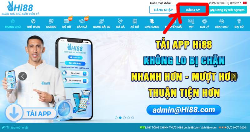 Hướng Dẫn Đăng Ký Hi88 - Bắt Đầu Chơi Cá Cược Ngay 3 Buoc 1 Truy Cap Website Hi88 nhan dang ky