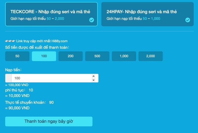 Hướng Dẫn Nạp Tiền Hi88 – Đơn Giản, Nhanh Chóng 6 Nạp Tiền Trực Tiếp Hi88 Qua Thẻ Cào Điện Thoại